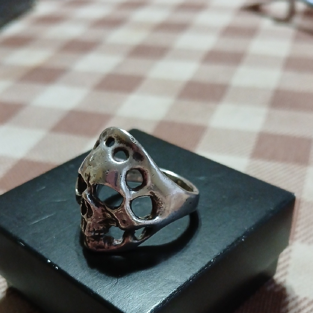 Silver Skull Statement Ring - Bold Gothic Jewelry - image 4